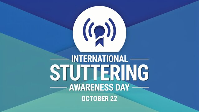 International stuttering awareness day banner design with text and symbol on blue background