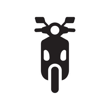 Scooter motorcycle front view black vector icon