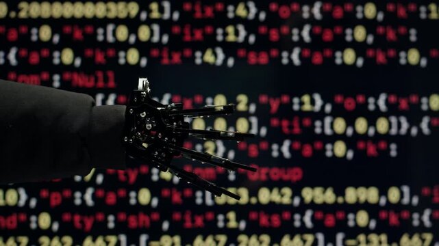 Robot ai hand working on pc laptop, Chatbot and chat robot advisor. Futuristic ai hand typing on keyboard, pressing buttons, office work, enterprise helper.