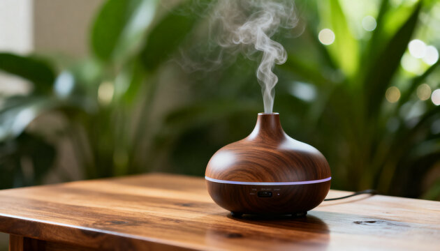 Essential oil diffuser with mist and spa ambience