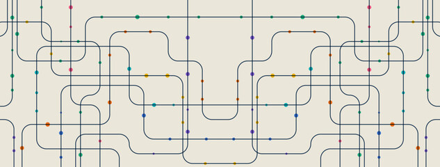 Obraz premium Circuit connect lines. Network technology and Connection concept. Decentralized network nodes connections