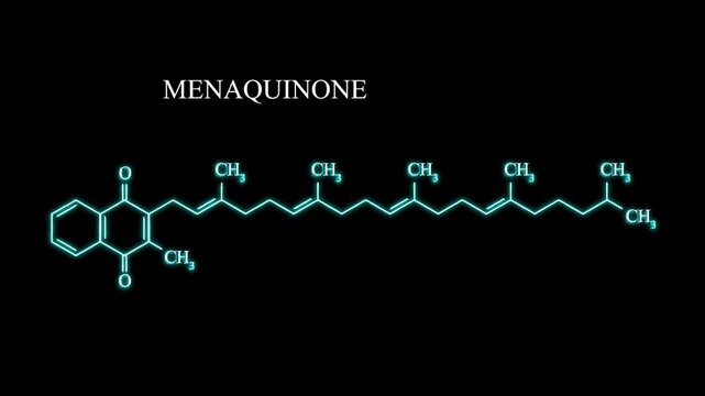 Vitamin K2 Menaquinone Molecule Molecular Structure Animation, Chemical Formula and Biochemistry Science Motion Graphic