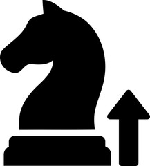 Black chess knight piece with upward arrow icon isolated on transparent background © MdAbulBasar