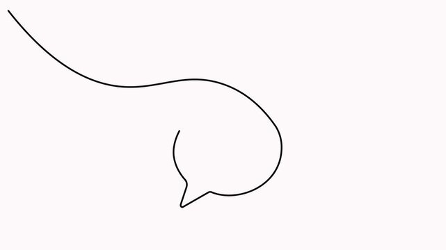 Speech-bubble line animation featuring a continuous line drawing with animated typing dots on a white background. 4K animation.