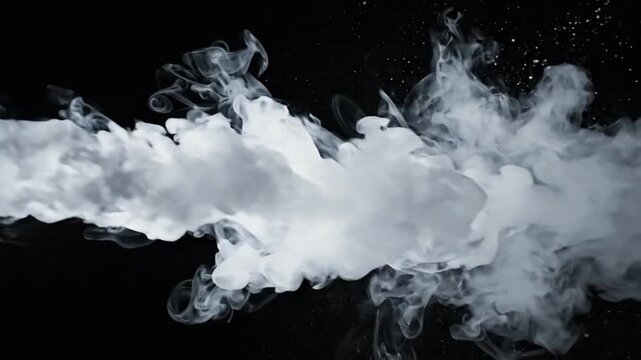 White smoke flows through the screen in an abstract visual display