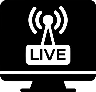 Live streaming broadcast icon on computer screen isolated on transparent background