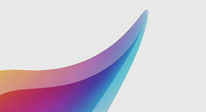 A vibrant rainbow gradient swoop stretches dynamically across the frame showcasing fluid chromatic curves that blend harmoniously together in a peaceful artistic composition
