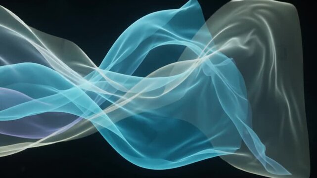 abstract floating colorful translucent silk fabric video loop background