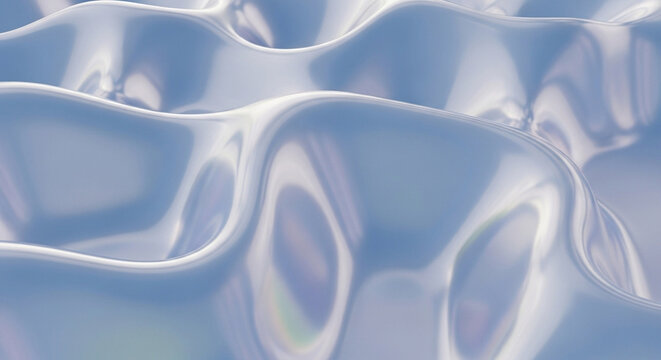 Gentle fluid ripples gracefully undulate across a luminous metallic surface creating hypnotic patterns with soft pastel reflections shining beautifully throughout the entire composition today