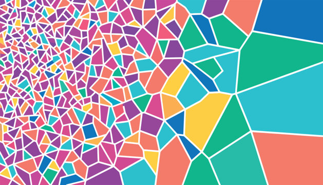 A colorful fractured geometric pattern fills the frame with a mosaic of polygonal shapes abstract arrangement background broken composition