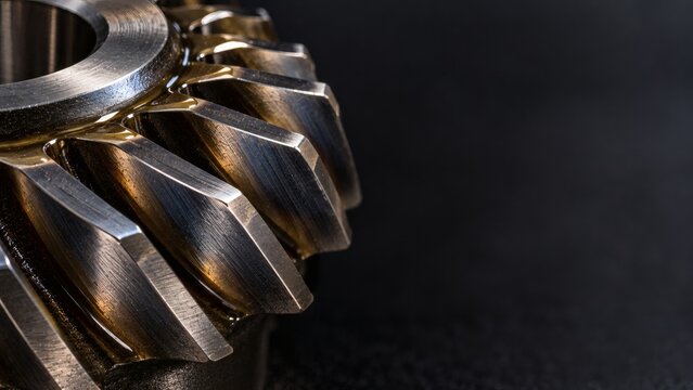 Macro of Precision Ground Involute Helical Steel Gear Teeth with Lubricant Film