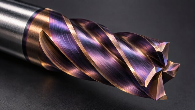 Macro of Four-Flute Solid Carbide CNC Endmill with PVD AlTiN Coating