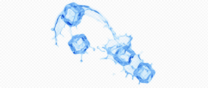 Easy to edit layered vector shadow. Melting blue ice cubes with a sweeping water splash for branding. Adjust tonal layer opacity to control shadow intensity and perceived softness.