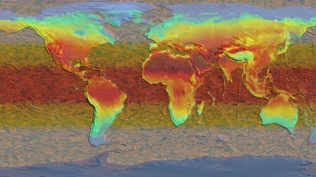 Global heat map 3D animation for climate change impacts