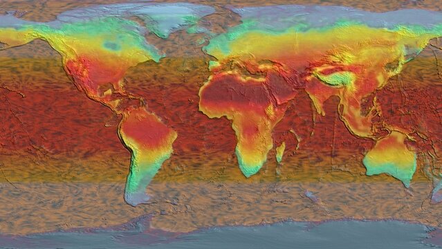 Global warming world map 3D illustration for climate change coverage