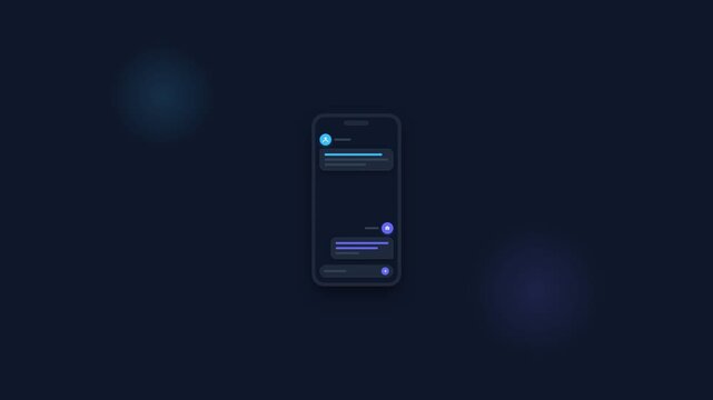 Smartphone chat interface pattern glowing on dark blue background
