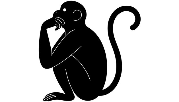 Black monkey sitting and thinking