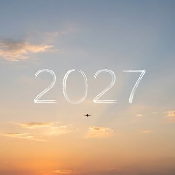 2027 written in sky with airplane contrails