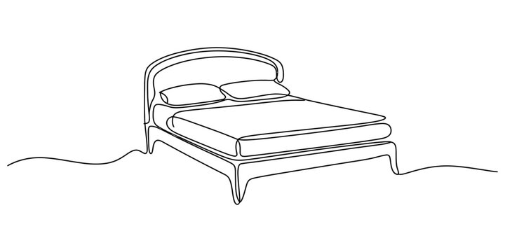 Comfortable double bed frame in continuous single line style showcases bedroom furniture design for home interior decor.
