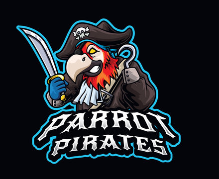 Parrot Pirate Mascot Illustration