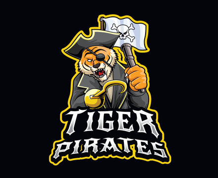 Tiger Pirate Mascot Illustration