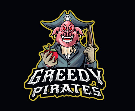 Pig Pirate Mascot Illustration