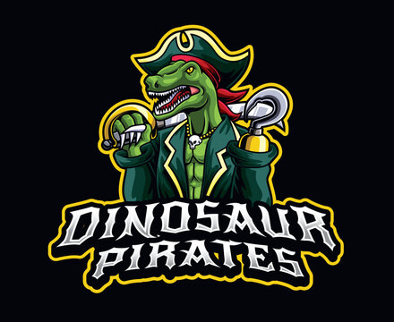 Dinosaur Pirate Mascot Illustration