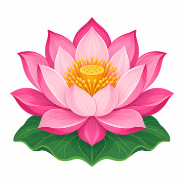 Pink Lotus Flower Symbol of Purity Meditation and Spiritual Wellness Flat Vector Illustration