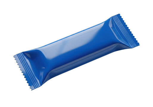 Blue candy bar wrapper snack food package isolated on transparent background