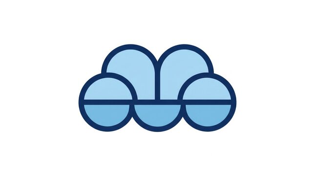 Minimalist blue cloud icon graphic isolated on a white background for digital interface design