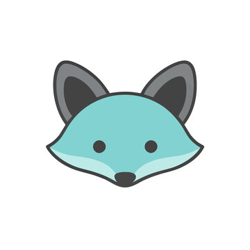 Cute blue fox face illustration