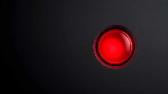 Glowing Red Panic Button on Dark Background