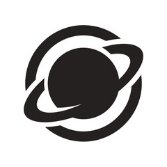 Planet Icon With Rings In Black And White © BeNeed Vactory