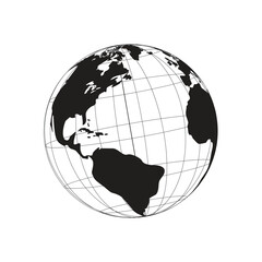 Earth Icon vector illustration. Black Silhouette of Planet Earth Globe. © AdityasStd