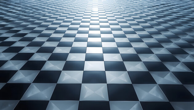 Checker board or grid pattern with dimensional perspective structure