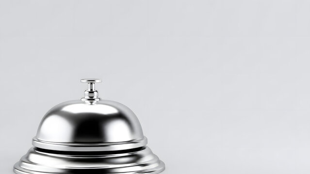Metal hotel service desk bell isolated on white background