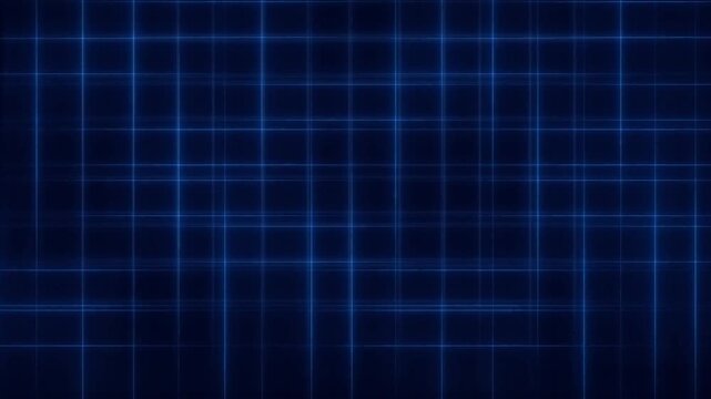 Abstract Thin Glowing Blue Lines Intersecting Horizontally And Vertically On A Dark Navy Background Animation. Layered Geometric Grid Forming Squares And Rectangles With A Futuristic Digital Style.