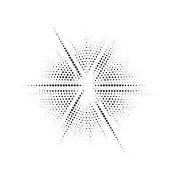 Burst Halftone light effect. Glowing light burst. abstract grunge halftone dots background. Vector illustration.