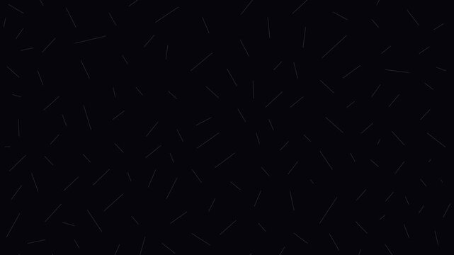 Seamless loop minimalist abstract background with gray lines moving randomly across a black screen. Seamless looping animation representing chaos, data transmission, or microscopic particles in motion
