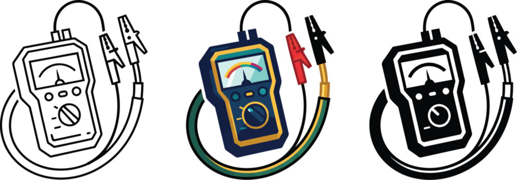 Insulation Resistance Tester Megohmmeter Diagnostic Device Vector Icon Set