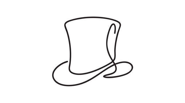 elegant top hat vector icon, continuous line art illustration continuous line continuous line art vector icon