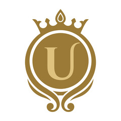 Golden Crown Emblem with Letter U © MDZOSHEWER