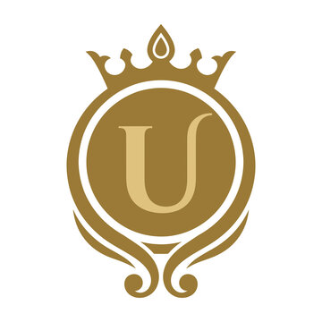 Golden Crown Emblem with Letter U