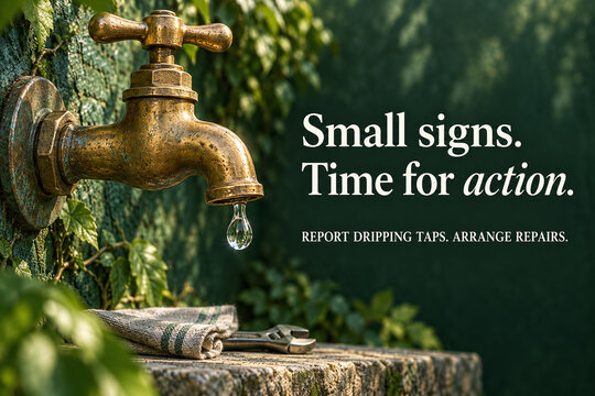 Water Conservation Poster Encouraging Repair of a Dripping Tap