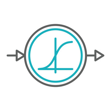 Mathematical sigmoid function icon representing artificial intelligence and neural network activation