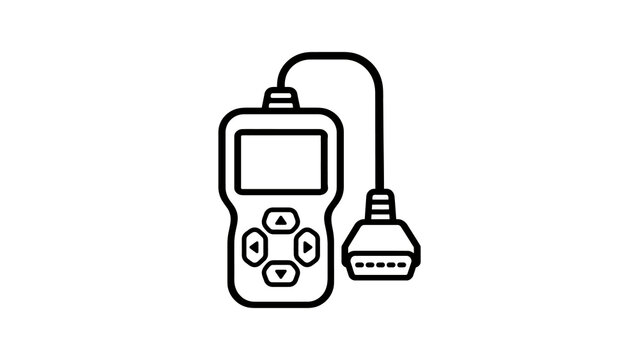 Obd2 automotive scanner tool outline icon for car diagnostic connection.