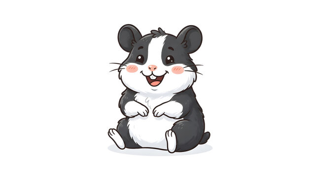 Cute cartoon hamster sitting and smiling