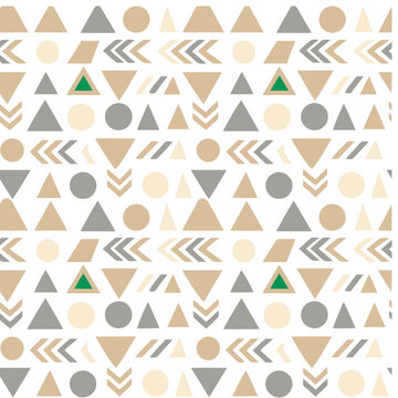 Geometric pattern with triangles, circles, and chevrons