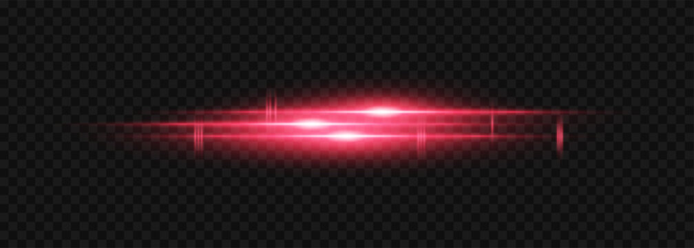 Red Futuristic Glitch Light Streaks Vector Multi Layer Horizontal Flare Cyber Laser Beam Isolated on Transparent Background
