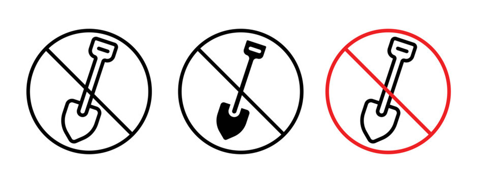 No digging sign flat outline in black